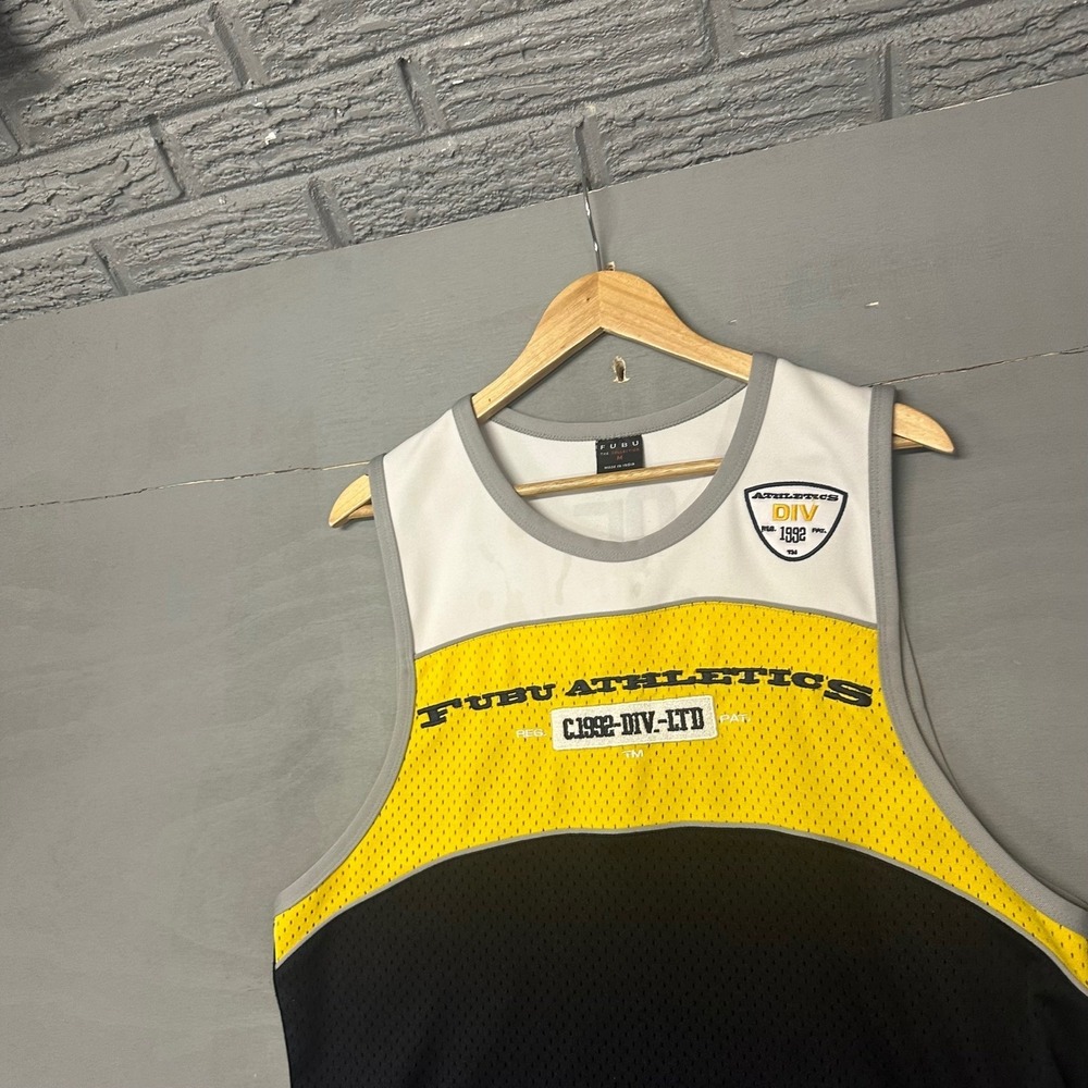 FUBU Athletics Basketball Jersey Tank Top Men's Size M Black Yellow White